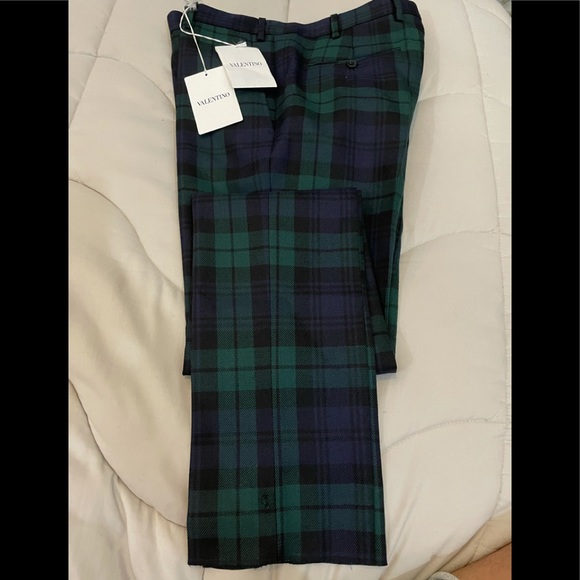 Valentino Mens Plaid Wool Dress Trousers Size 48 - Picture 4 of 7